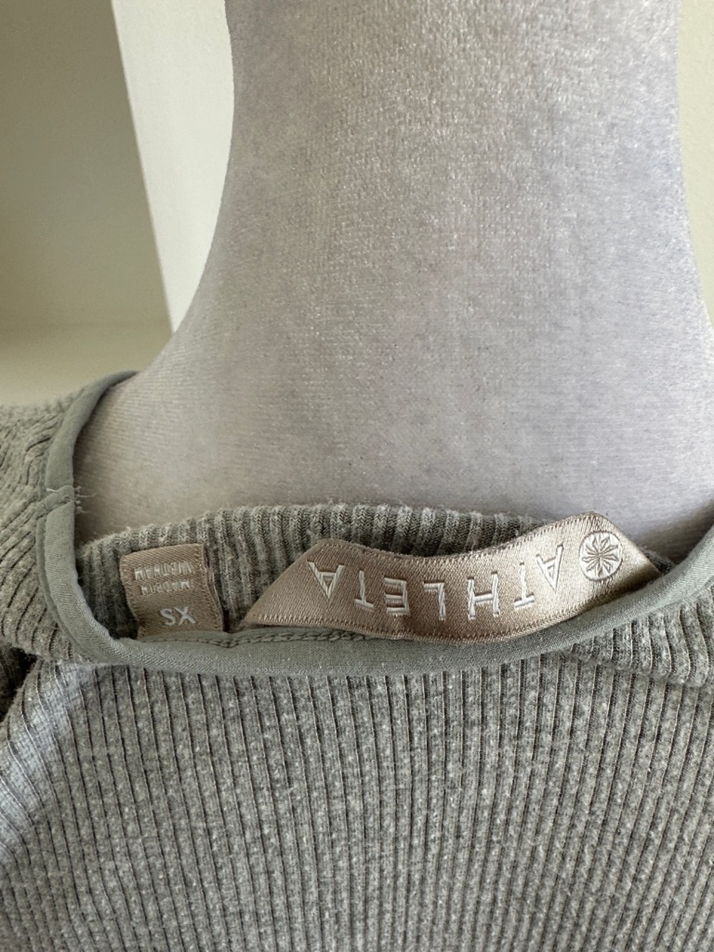 Athleta Sleeveless Light Gray Ribbed Midi Dress - Picture 4 of 5